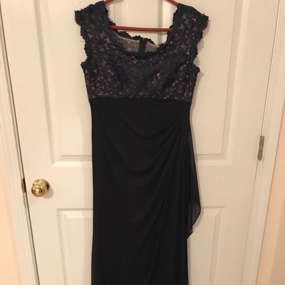 Xscape Navy Long Sleeveless Dress